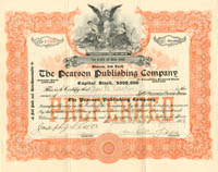 Pearson Publishing Co. (Uncanceled) - 1909 dated Stock Certificate